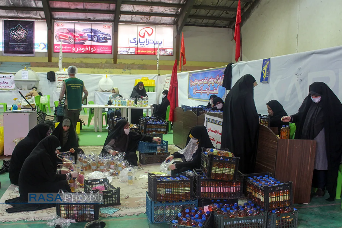 تولید محلول&zwnj;های ضد عفونی کننده توسط قرارگاه جهادی امام حسن مجتبی (علیه السلام) استان مازندران