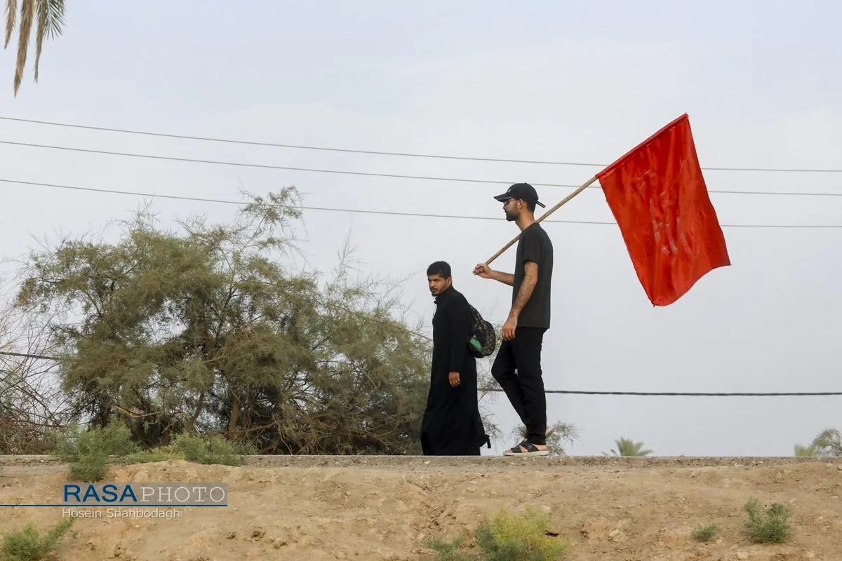 پیاده روی زائران اربعین حسین (ع) در طریق العلما