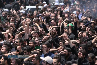 دسته عزاداری روز شهادت حضرت امام جعفر صادق (علیه السلام) با حضور حضرت آیت الله وحید خراسانی