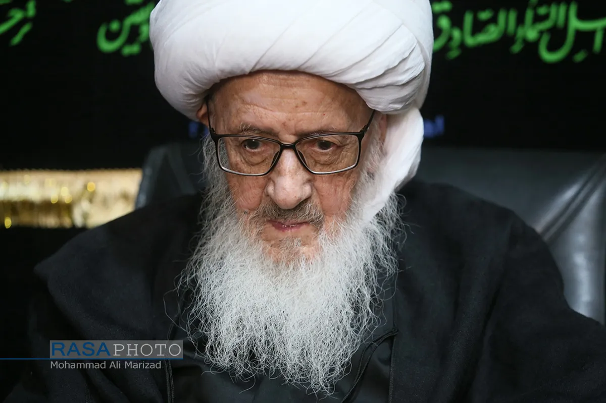 دسته عزاداری روز شهادت حضرت امام جعفر صادق (علیه السلام) با حضور حضرت آیت الله وحید خراسانی