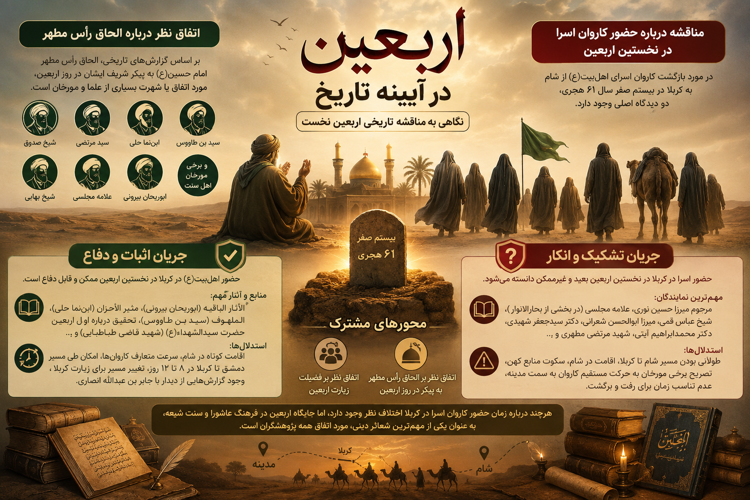 اربعین حسینی در آیینه تاریخ؛ نگاهی به مناقشه تاریخی اربعین نخست اربعین حسینی در آیینه تاریخ؛ نگاهی به مناقشه تاریخی اربعین نخست