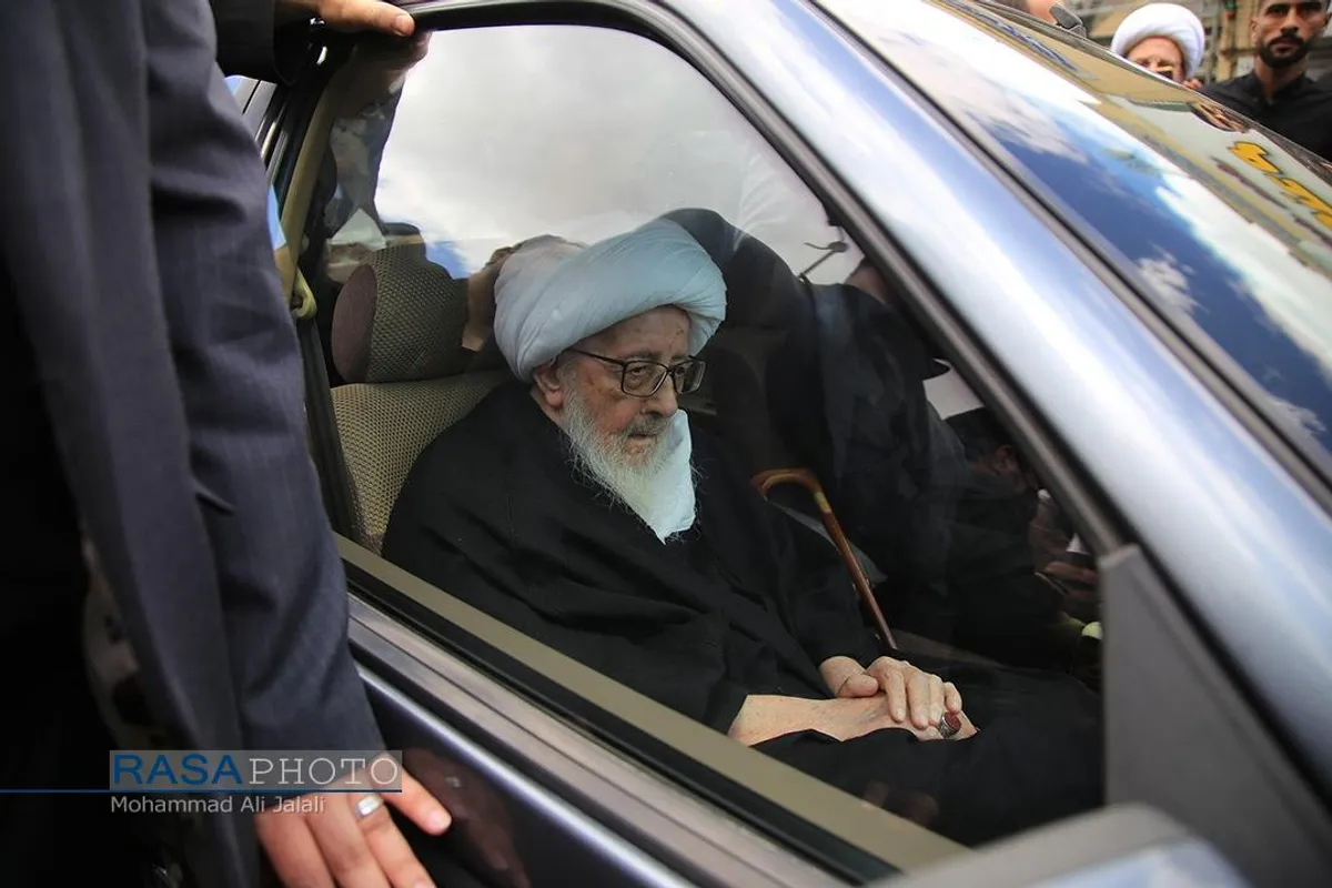 دسته عزاداری روز شهادت حضرت امام صادق (ع) با حضور حضرت آیت الله وحید خراسانی