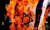 آتش زدن پرچم اسرائیل در میدان فلسطین تهران