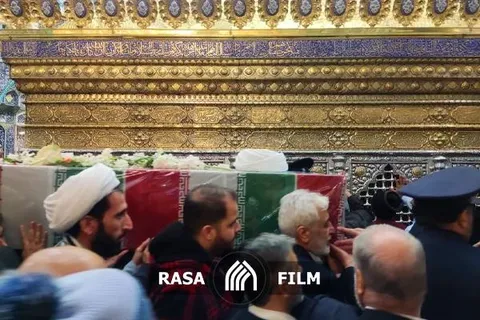 طواف پیکر مطهر شهدای عدالت بر گرد ضریح مطهر بانوی کرامت
