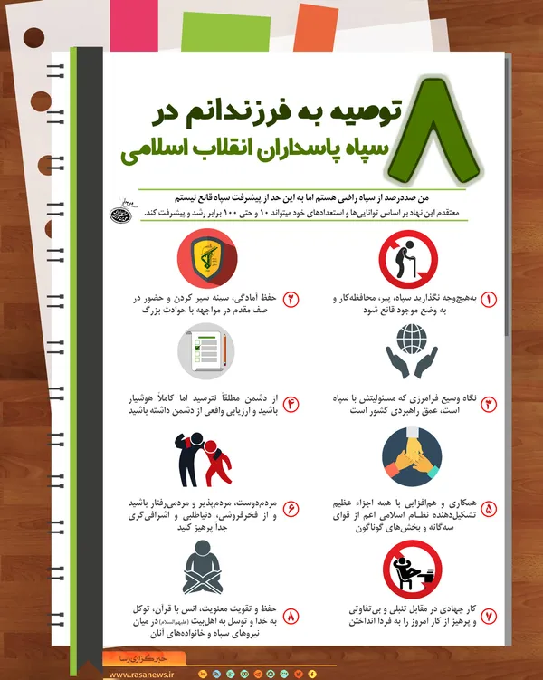 ۸ توصیه به فرزندانم در سپاه پاسداران
