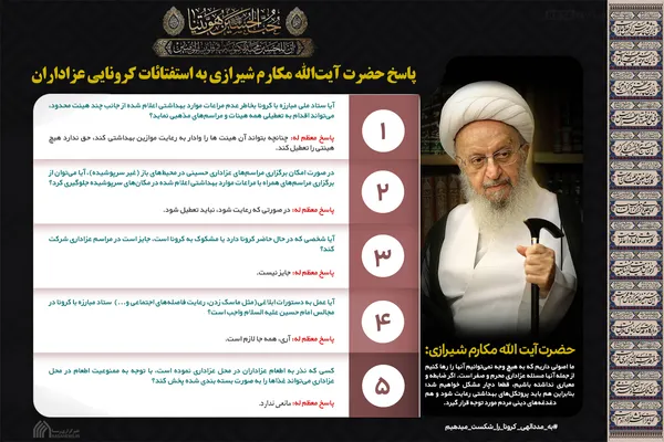 اطلاع نگاشت | پاسخ حضرت آیت &rlm;الله مکارم شیرازی به استفتائات کرونایی عزاداران