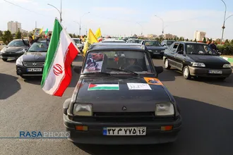 راهپیمایی خودرویی درحمایت از مردم مظلوم فلسطین&lrm; و افغانستان