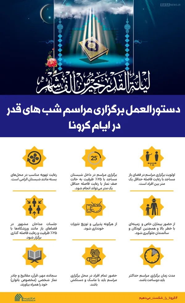 اینفوگرافیک | دستورالعمل برگزاری مراسم شب&zwnj;های قدر در ایام کرونا