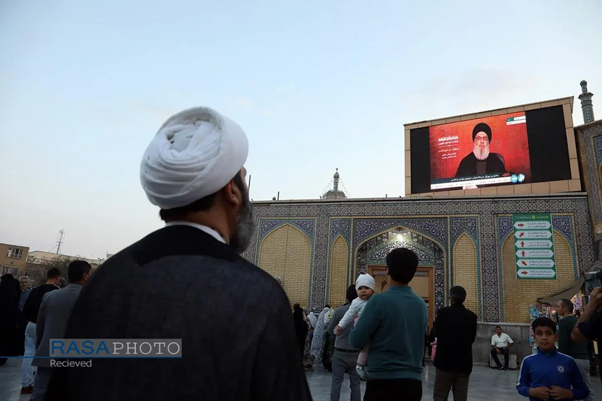 پخش سخنرانی سید حسن نصرالله در حرم حضرت معصومه (س)