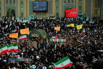 تشییع و تدفین دو شهید گمنام دفاع مقدس در مسجد مقدس جمکران