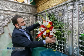 گل&zwnj;آرایی ضریح حرم مطهر در آستانه سالروز ورود حضرت معصومه (سلام الله علیها) به قم