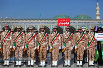 صبحگاه مشترک نیرو&zwnj;های مصلح با عنوان بیعت با امام زمان (عج) با حضور سردار باقری فرمانده کل نیرو&zwnj;های مصلح و حجت الاسلام والمسلمین رحیمیان
