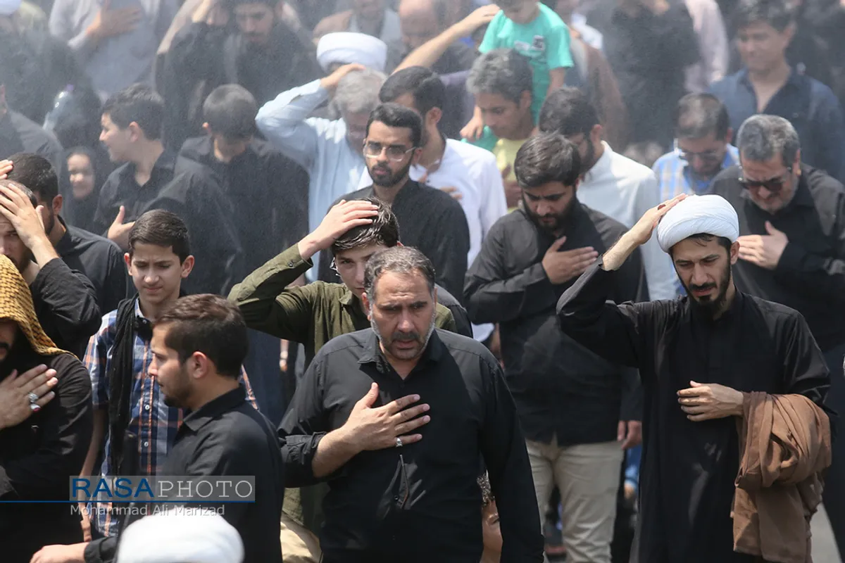 دسته عزاداری روز شهادت حضرت امام جعفر صادق (علیه السلام) با حضور حضرت آیت الله وحید خراسانی