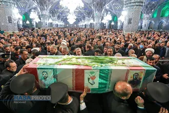مراسم تشییع و وداع با پیکرهای دو شهید حادثه تروریستی کرمان و یک شهید تازه تفحص شده دفاع مقدس در مشهد