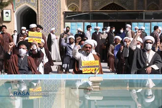 تجمع طلاب حوزه&zwnj;های علمیه در اعتراض به کشتار شیعیان افغانستان