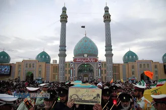 تشییع و تدفین دو شهید گمنام دفاع مقدس در مسجد مقدس جمکران