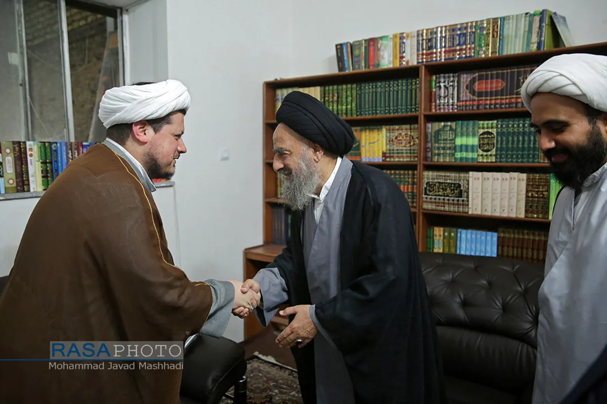 دیدار اعضای پژوهشکده حدیث دفتر تبلیغات خراسان رضوی با آیت الله مدرسی&lrm;