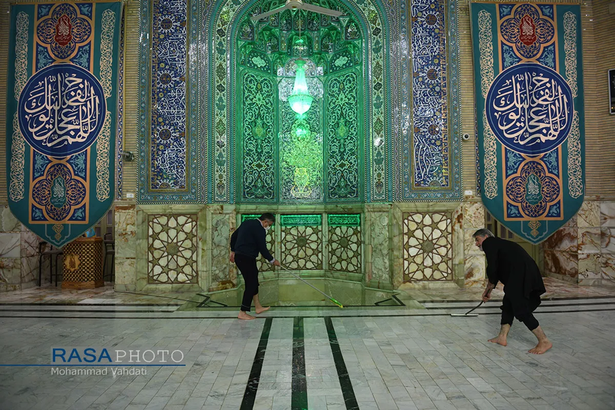 غبارروبی مسجد مقدس جمکران در آستانه ماه مبارک رمضان