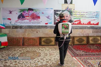 ضدعفونی روستا&zwnj;های اطراف مشهد توسط گروه&zwnj;ها جهادی سردار سپهبد شهید حاج قاسم سلیمانی