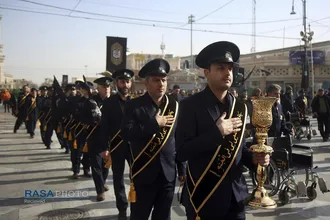 دسته عزاداری خادمان حرم کریمه اهل&zwnj;بیت (س) در روز شهادت حضرت امام موسی کاظم (علیه&zwnj;السلام)