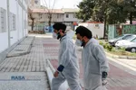 عیادت بیماران و توزیع مواد ضدعفونی کننده در میان بیماران و کادر درمانی