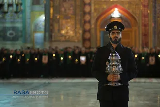 مراسم خطبه خوانی شب عاشورا در حرم مطهر رضوی&lrm;