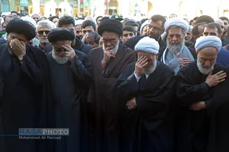 تشییع پیکر آیت الله سید هاشم رسولی محلاتی با حضور علما و روحانیان و مردم انقلابی قم