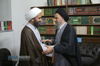 دیدار اعضای پژوهشکده حدیث دفتر تبلیغات خراسان رضوی با آیت الله مدرسی&lrm;