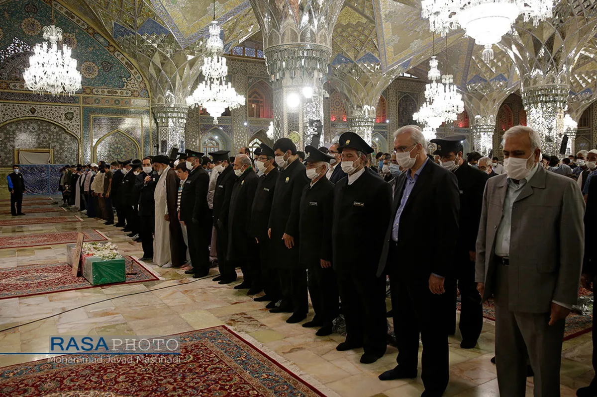 وداع با پیکر شهید نسیم افغانی در حرم مطهر رضوی&lrm;