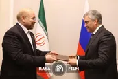 قالیباف پیام رهبر انقلاب را تقدیم رئیس مجلس دومای روسیه کرد