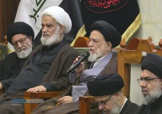 حضور گسترده علماء حوزه علمیه نجف اشرف در مراسم تشییع رهبر شهید انقلاب