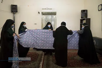 کارگاه تولید جهادی لوازم بهداشتی در امامزاده علی بن حمزه (ع) تهران&lrm;