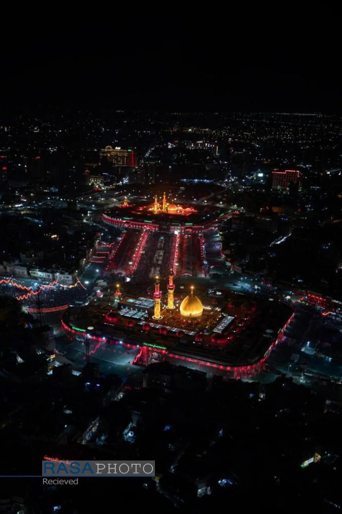 تصاویر هوایی از کربلای معلا در شب اربعین حسینی (ع)