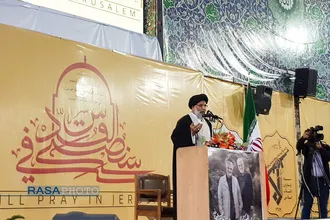 مراسم گرامیداشت چهلمین روز شهادت سپهبد سلیمانی و ابومهدی المهندس در اهواز&lrm;