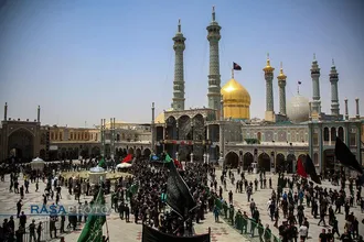 حضور دسته&zwnj;جات عزاداری تاسوعای حسینی در حرم مطهر حضرت معصومه (س)