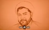 نقاشی شنی پرتره‌ شهید حجت‌الاسلام محمدصادق دارایی