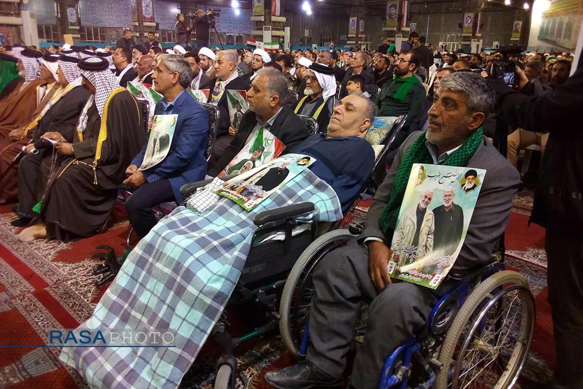 مراسم گرامیداشت چهلمین روز شهادت سپهبد سلیمانی و ابومهدی المهندس در اهواز&lrm;