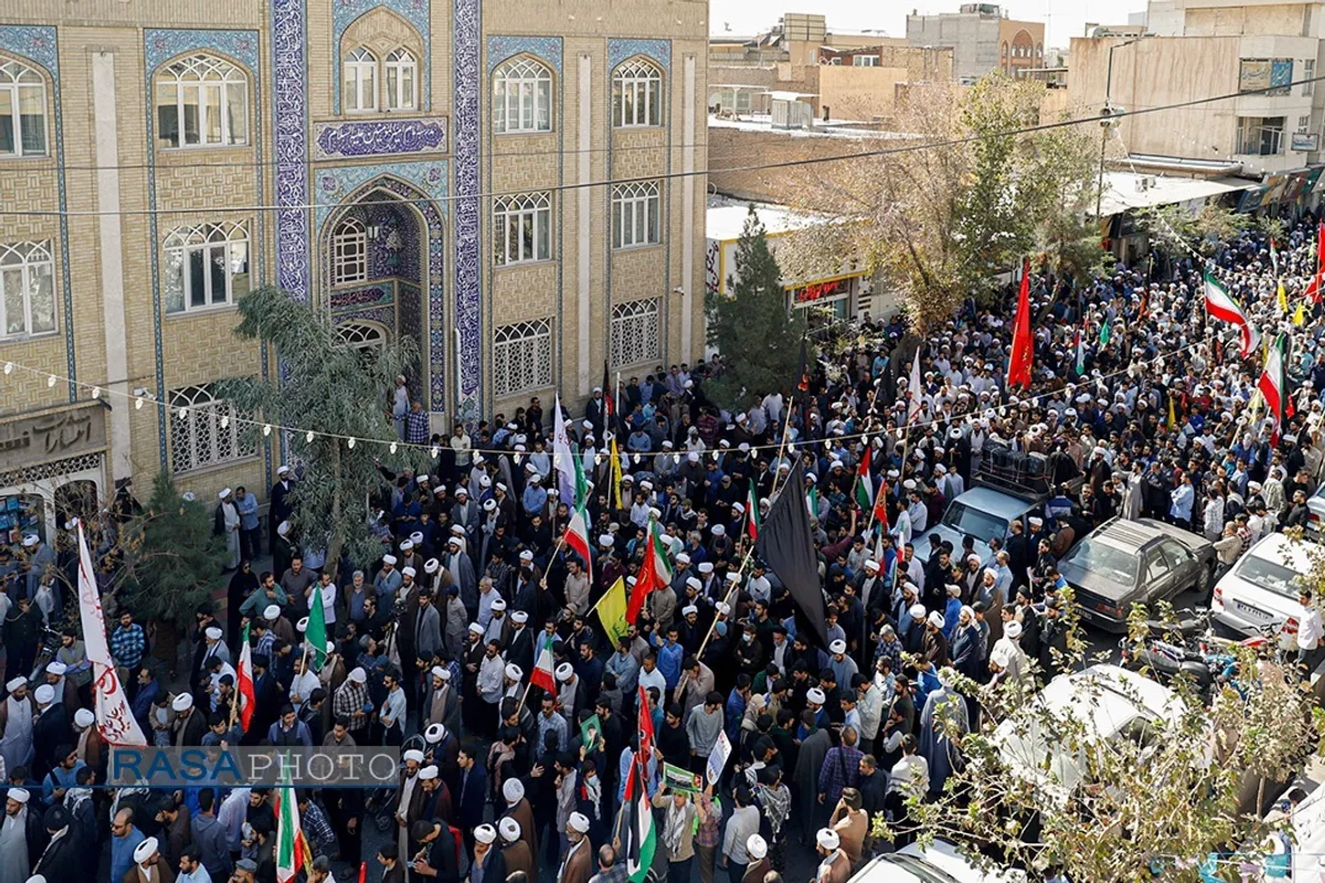 راهپیمایی طلاب قم در محکومیت حمله رژیم صهیونیستی به ملت مظلوم غزه