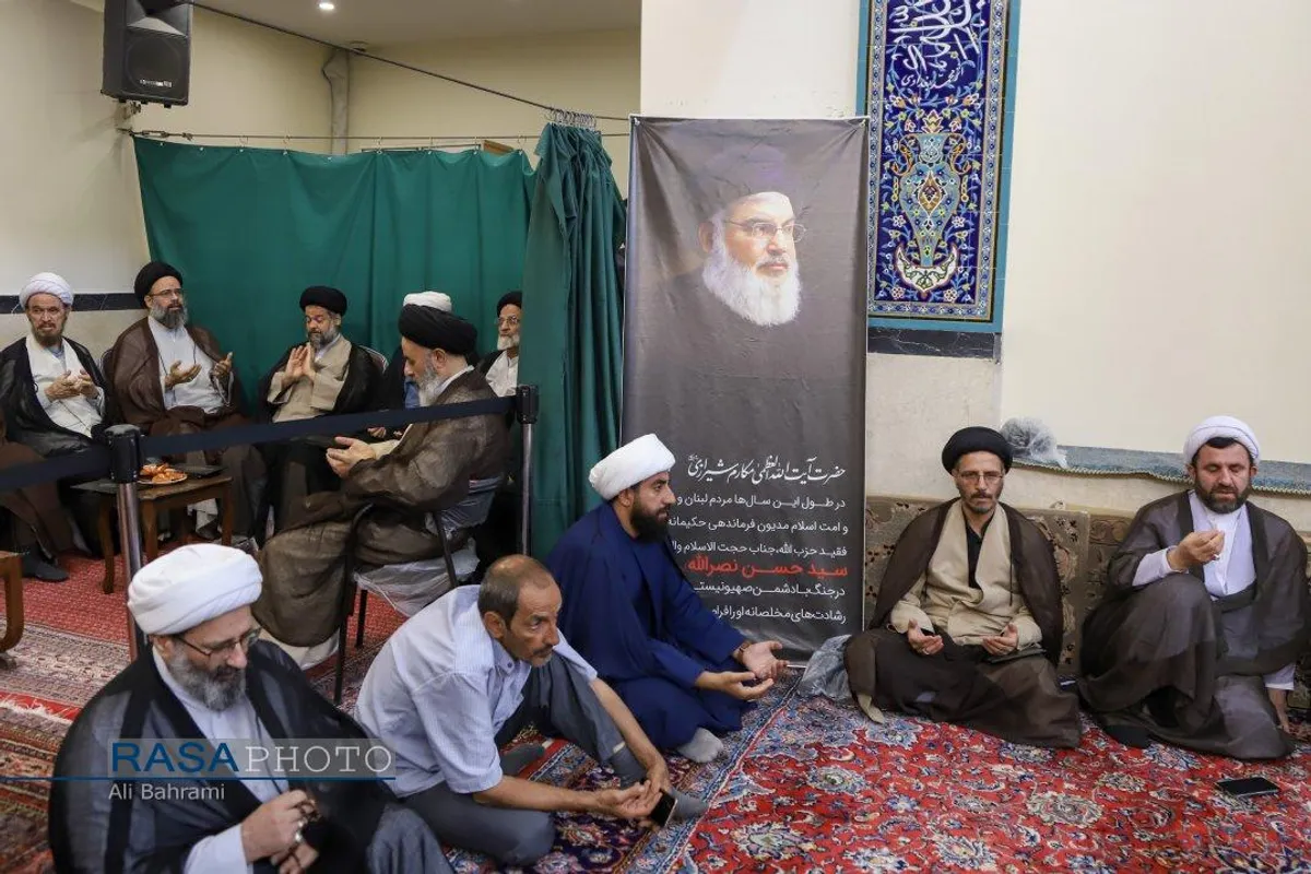 بزرگداشت شهید سید حسن نصرالله در بیت حضرت آیت الله مکارم شیرازی