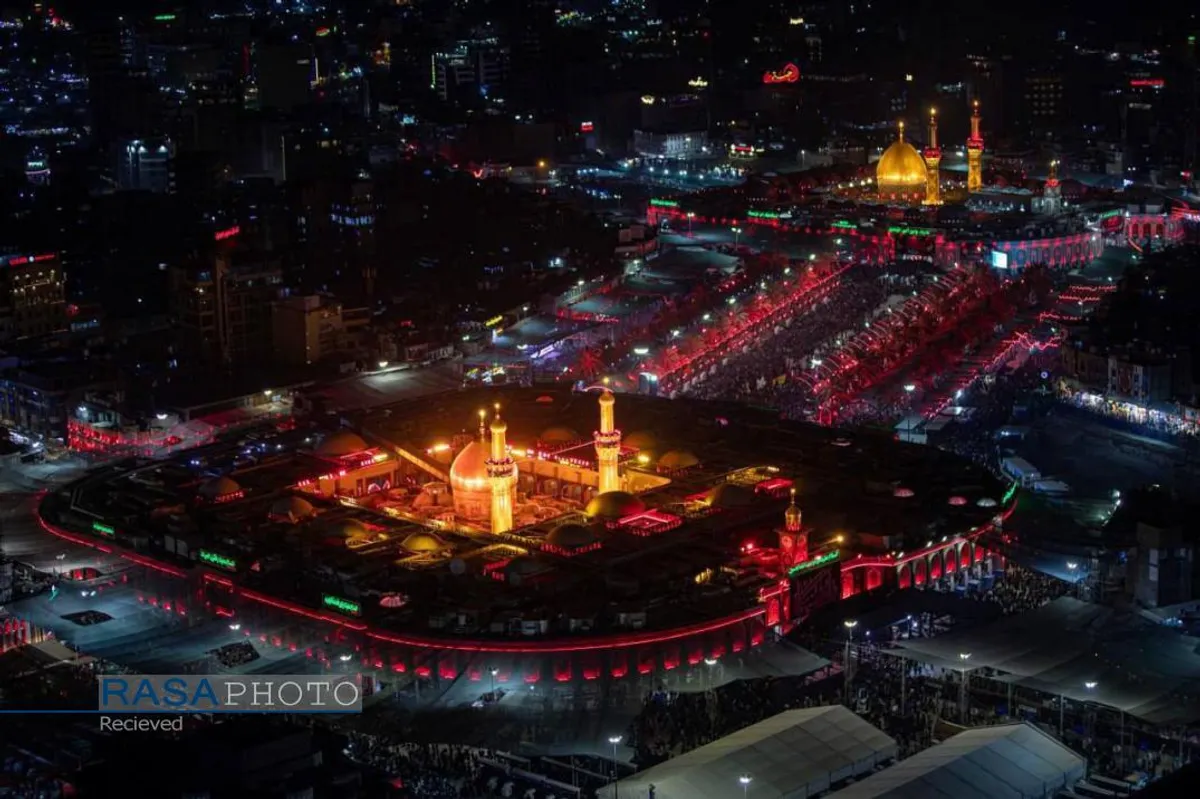 تصاویر هوایی از کربلای معلا در شب اربعین حسینی (ع)