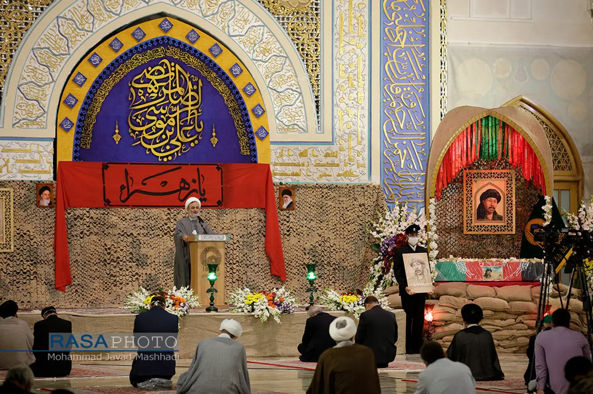وداع با پیکر شهید نسیم افغانی در حرم مطهر رضوی&lrm;