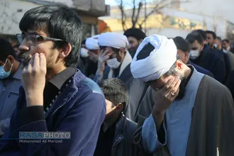دسته عزادری روز شهادت حضرت زهرا (سلام&zwnj;الله&zwnj;علیها) با حضور حضرت آیت الله وحید خراسانی