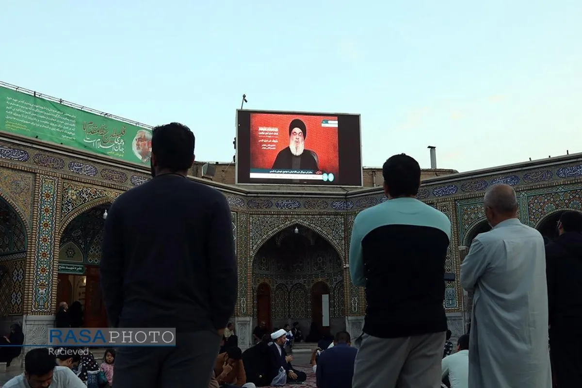 پخش سخنرانی سید حسن نصرالله در حرم حضرت معصومه (س)