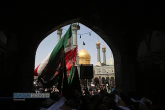 حضور دسته&zwnj;جات عزاداری تاسوعای حسینی در حرم مطهر حضرت معصومه (س)