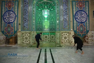 غبارروبی مسجد مقدس جمکران در آستانه ماه مبارک رمضان