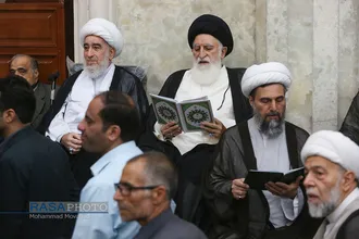 مراسم بزرگداشت مرحوم آیت الله سید محمد حسینی شاهرودی از سوی رهبر معظم انقلاب در مسجد اعظم قم
