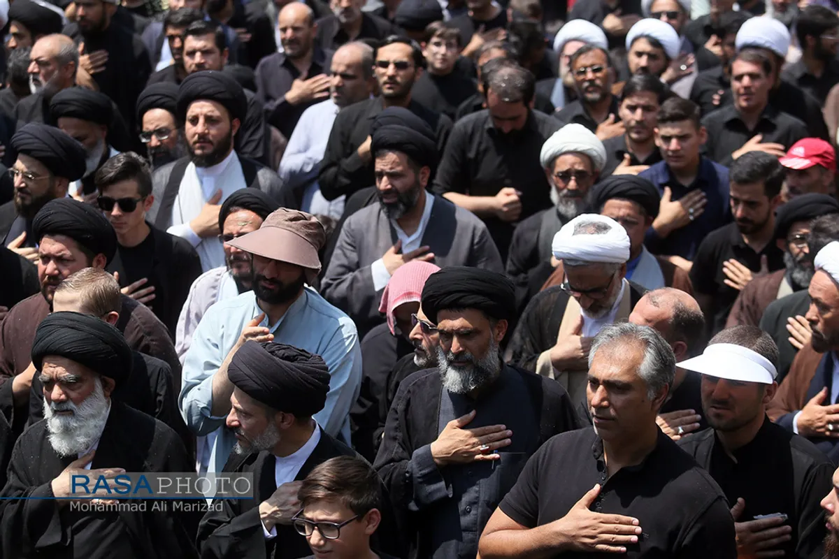دسته عزاداری روز شهادت حضرت امام جعفر صادق (علیه السلام) با حضور حضرت آیت الله وحید خراسانی